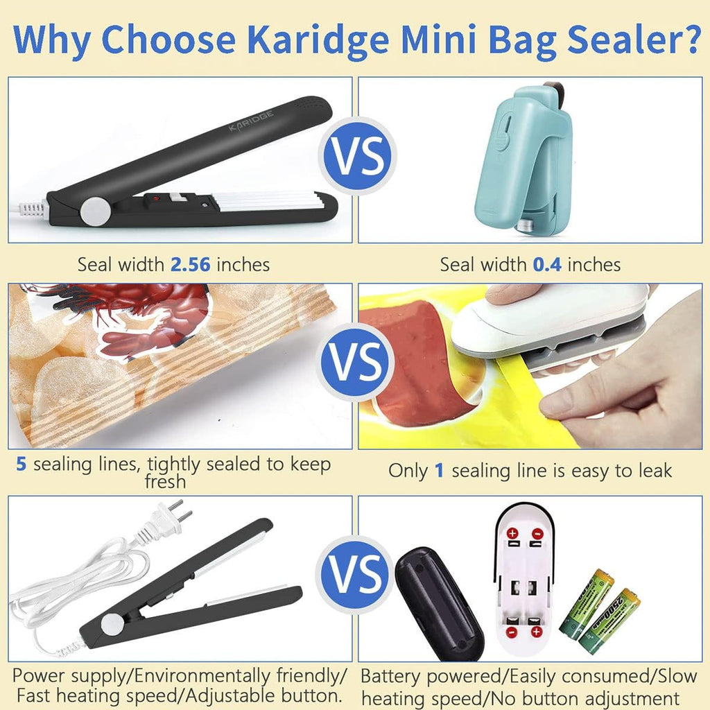 Chip Bag Sealer Mini, Handheld Heat Sealer for Chip Bags and Mylar Bags, Portable Bag Resealer for Food Storage - Black
