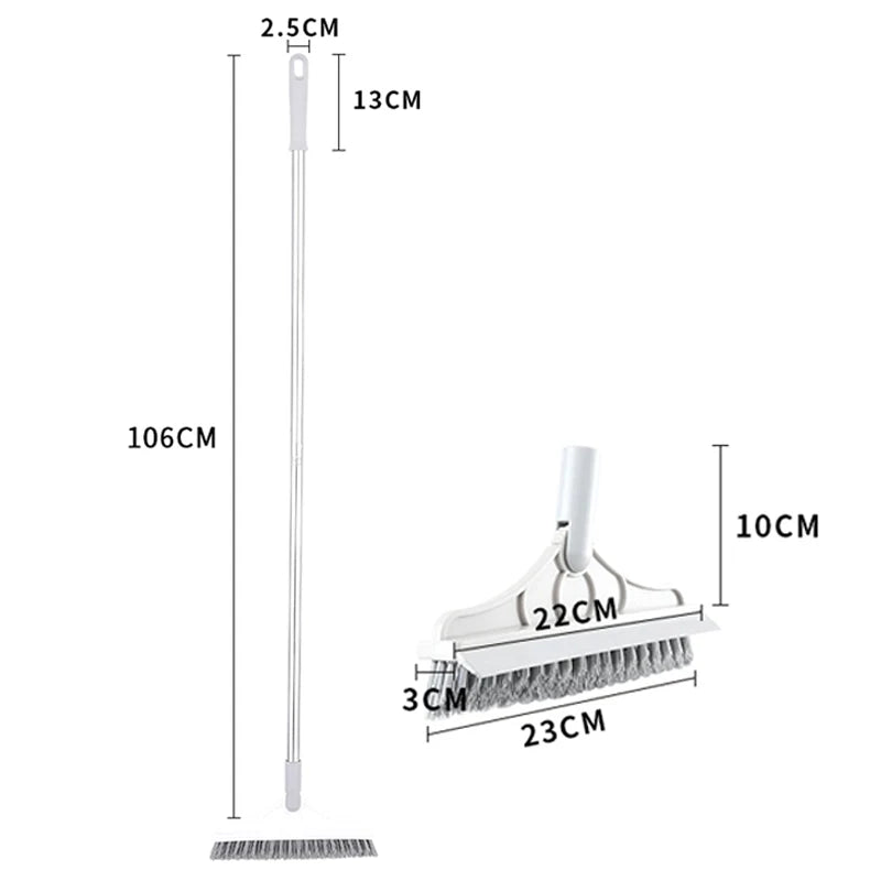 2-in-1 Rotating Floor Scrub Brush & Window Squeegee