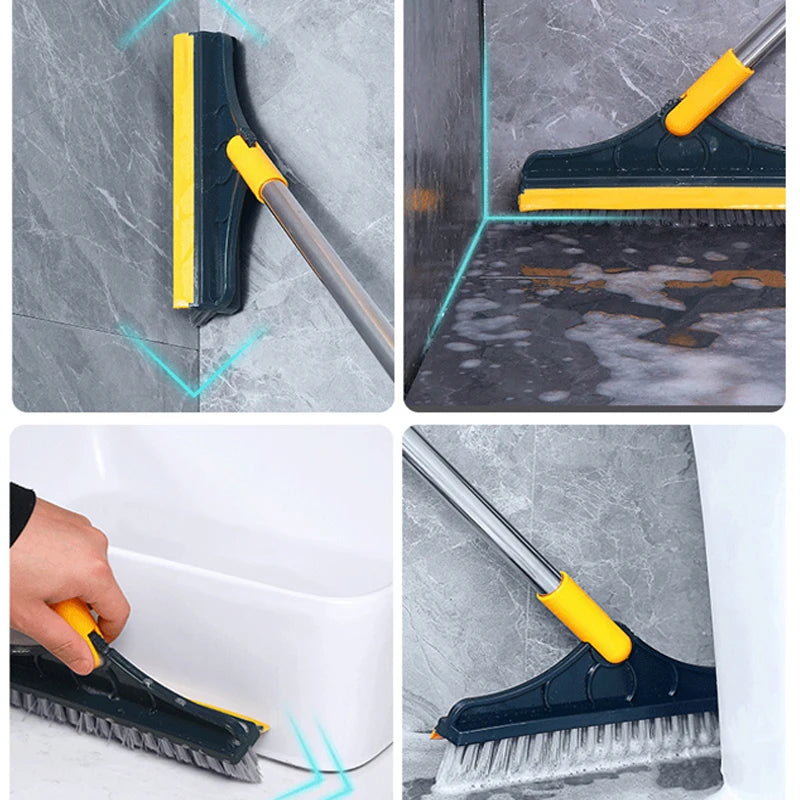2-in-1 Rotating Floor Scrub Brush & Window Squeegee