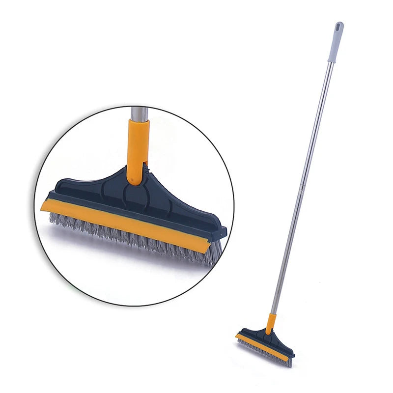 2-in-1 Rotating Floor Scrub Brush & Window Squeegee