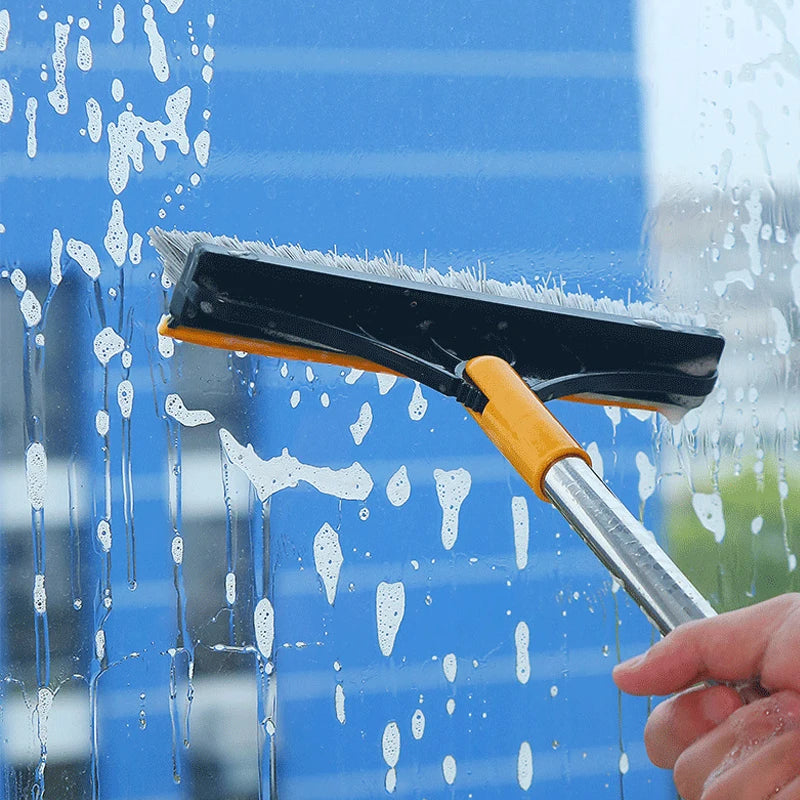 2-in-1 Rotating Floor Scrub Brush & Window Squeegee