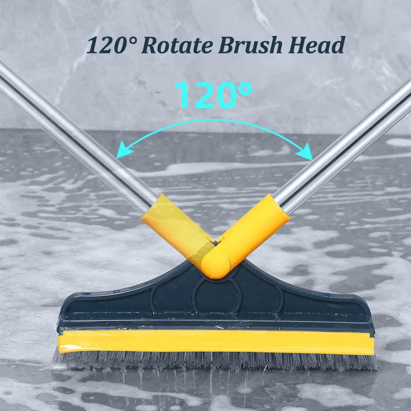 2-in-1 Rotating Floor Scrub Brush & Window Squeegee