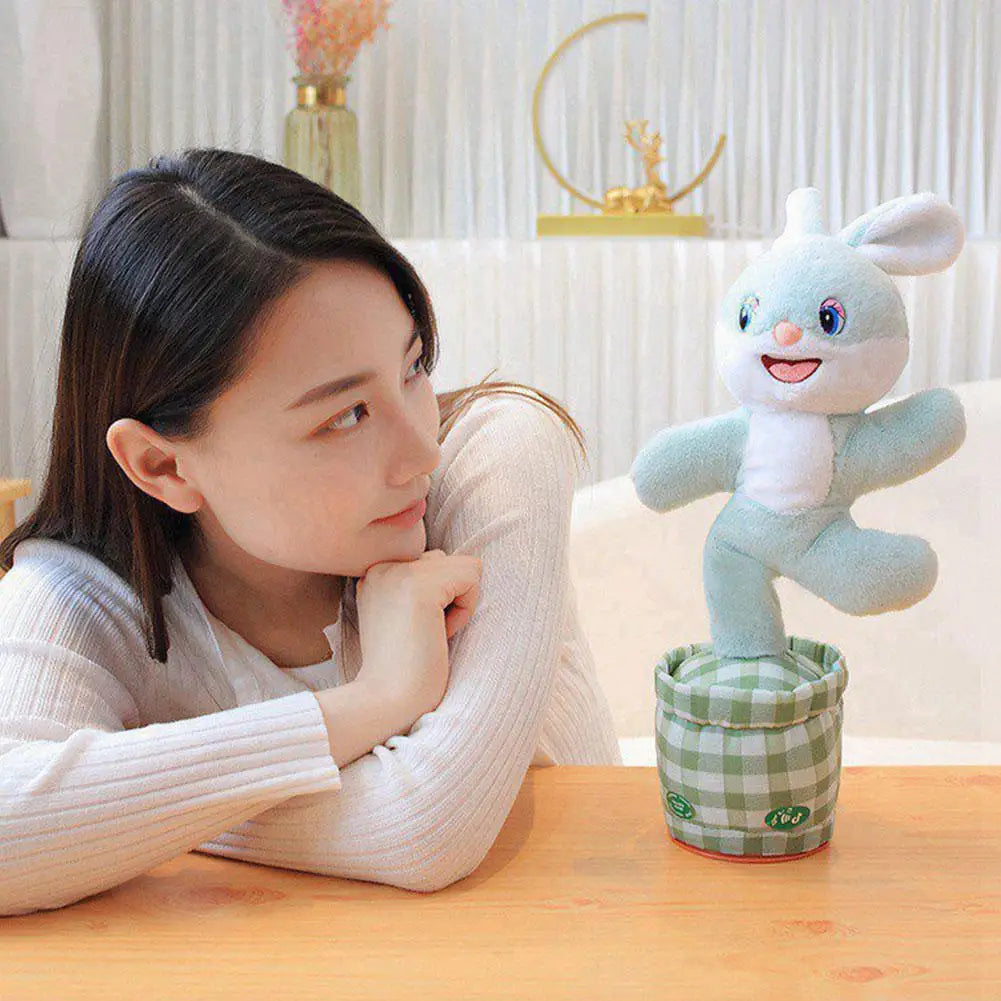 Dancing Rabbit Cow Interactive Learning Musical Speak Plush Toy Repeat Talking Plushie Rabbit Intelligent Cactus Kids Gifts