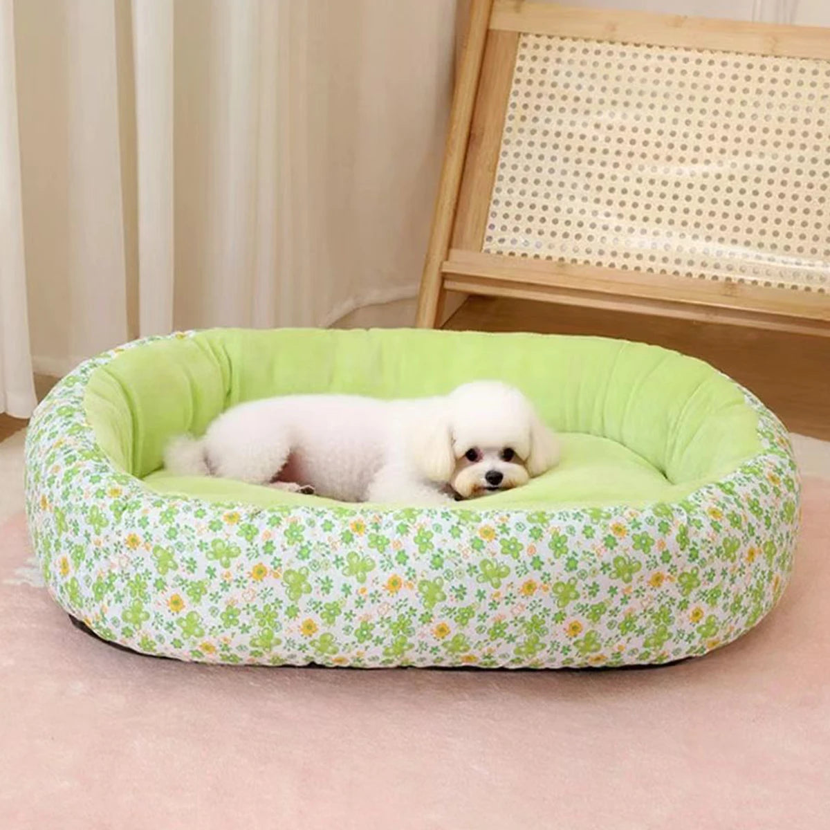 Floral All Season Dog Bed for French Bulldog Chihuahua Soft Cat Bed for Dogs Sleeping Puppy Pad Sofa Dog Bed Four Color Pet Pad