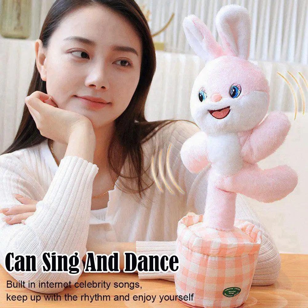 Dancing Rabbit Cow Interactive Learning Musical Speak Plush Toy Repeat Talking Plushie Rabbit Intelligent Cactus Kids Gifts