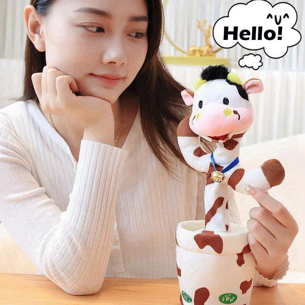 Dancing Rabbit Cow Interactive Learning Musical Speak Plush Toy Repeat Talking Plushie Rabbit Intelligent Cactus Kids Gifts