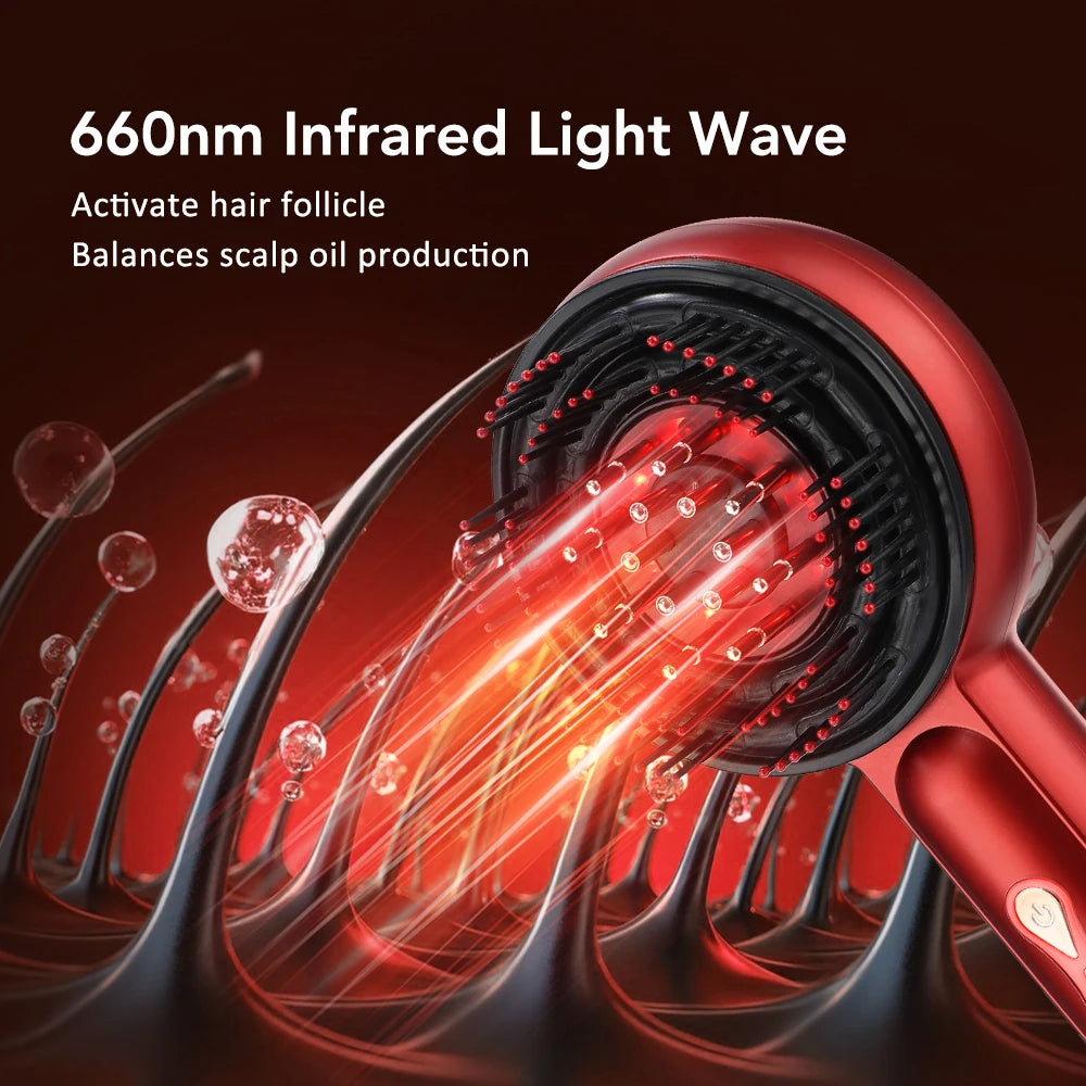 Electric Vibration Massage Comb 660nm Red Light Scalp Massage Brush Anti-Hair Loss Liquid Oil Applicator Hair Care Comb