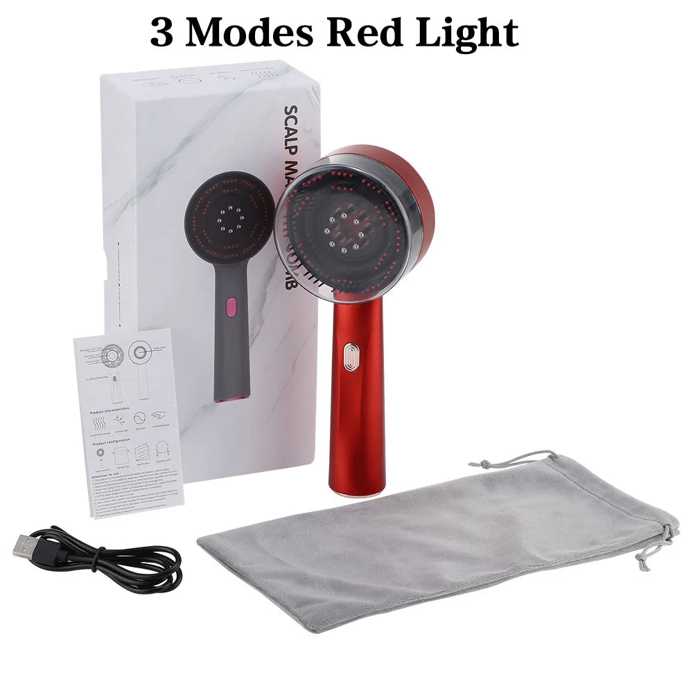 Electric Vibration Massage Comb 660nm Red Light Scalp Massage Brush Anti-Hair Loss Liquid Oil Applicator Hair Care Comb