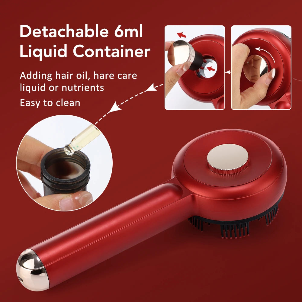 Electric Vibration Massage Comb 660nm Red Light Scalp Massage Brush Anti-Hair Loss Liquid Oil Applicator Hair Care Comb