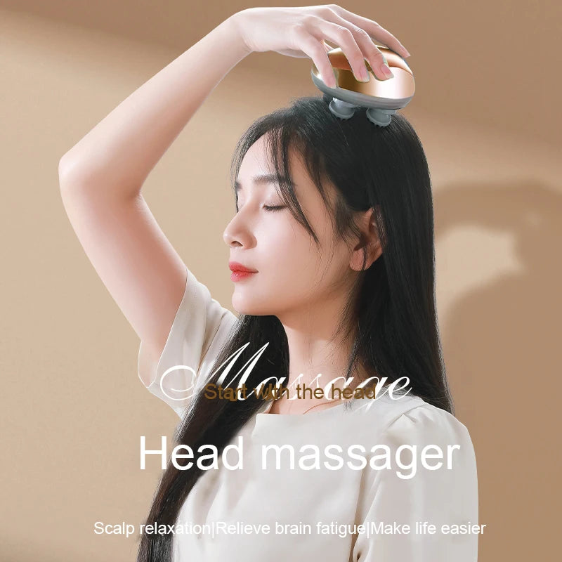 Electric Head Massager Stress Relax Shoulder Neck Deep Tissue Head Scalp Kneading Vibrating Massage Health Care Massageador