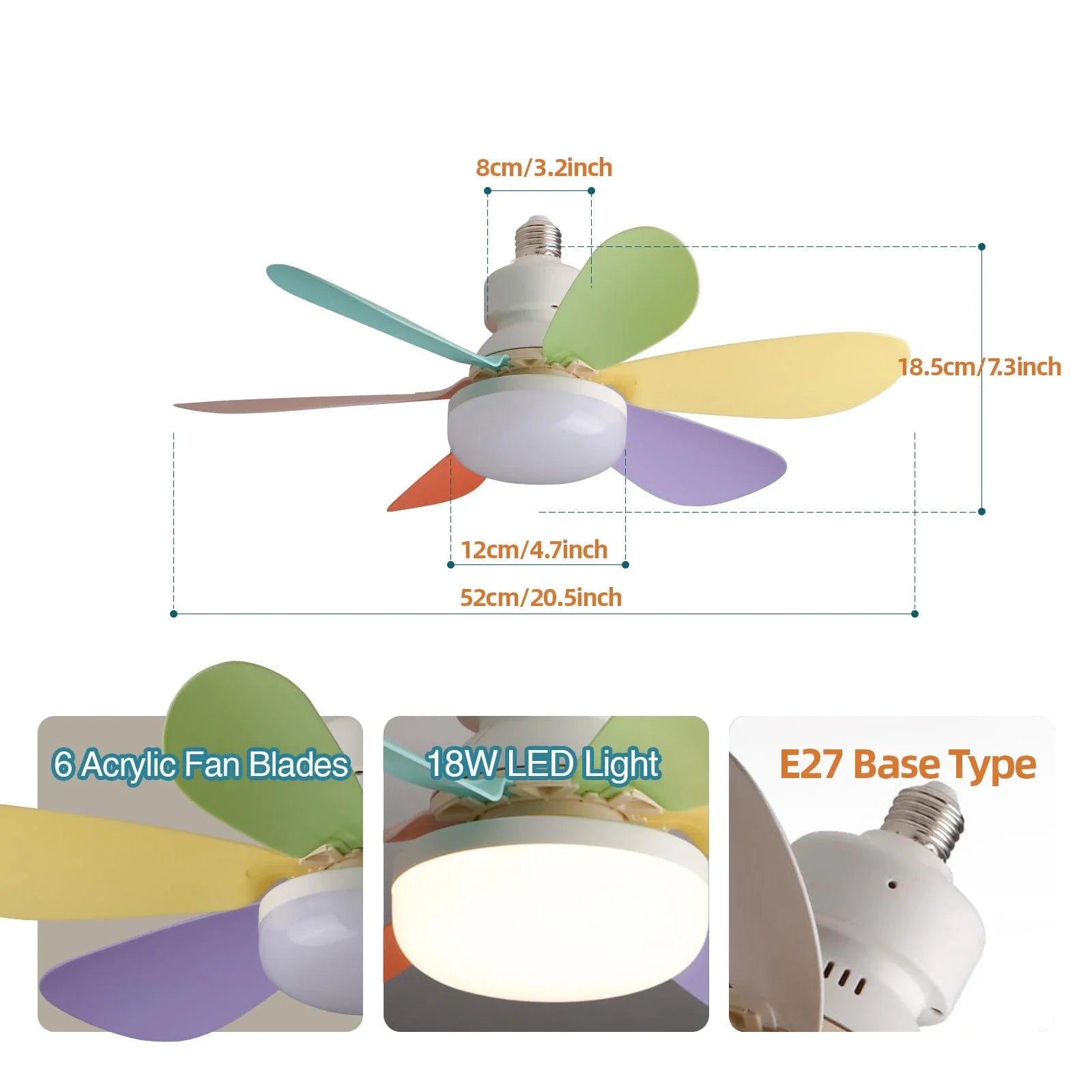 40W LED E27 Ceiling Fan Light with Remote & Dimming