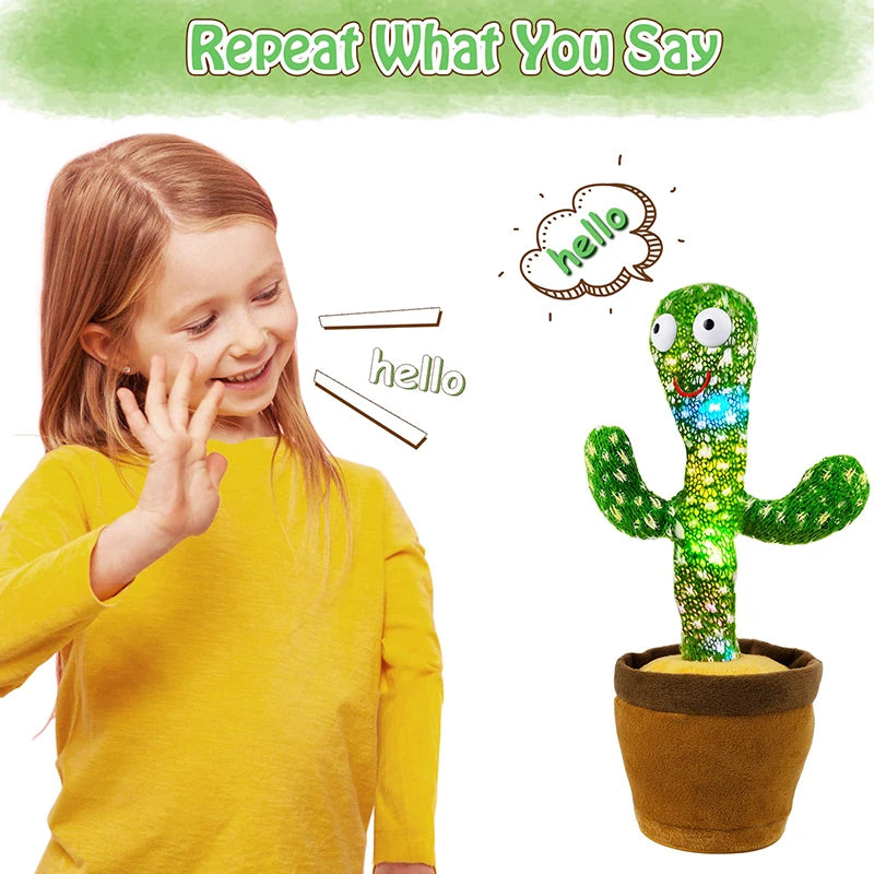 Dancing Cactus Plush Toy with 120 Songs USB Battery Operated Voice Repeat Feature Talking Stuffed Cactus Dancer Gift for Kids