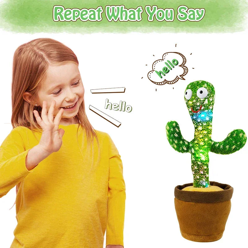 Dancing Cactus Plush Toy with 120 Songs USB Battery Operated Voice Repeat Feature Talking Stuffed Cactus Dancer Gift for Kids