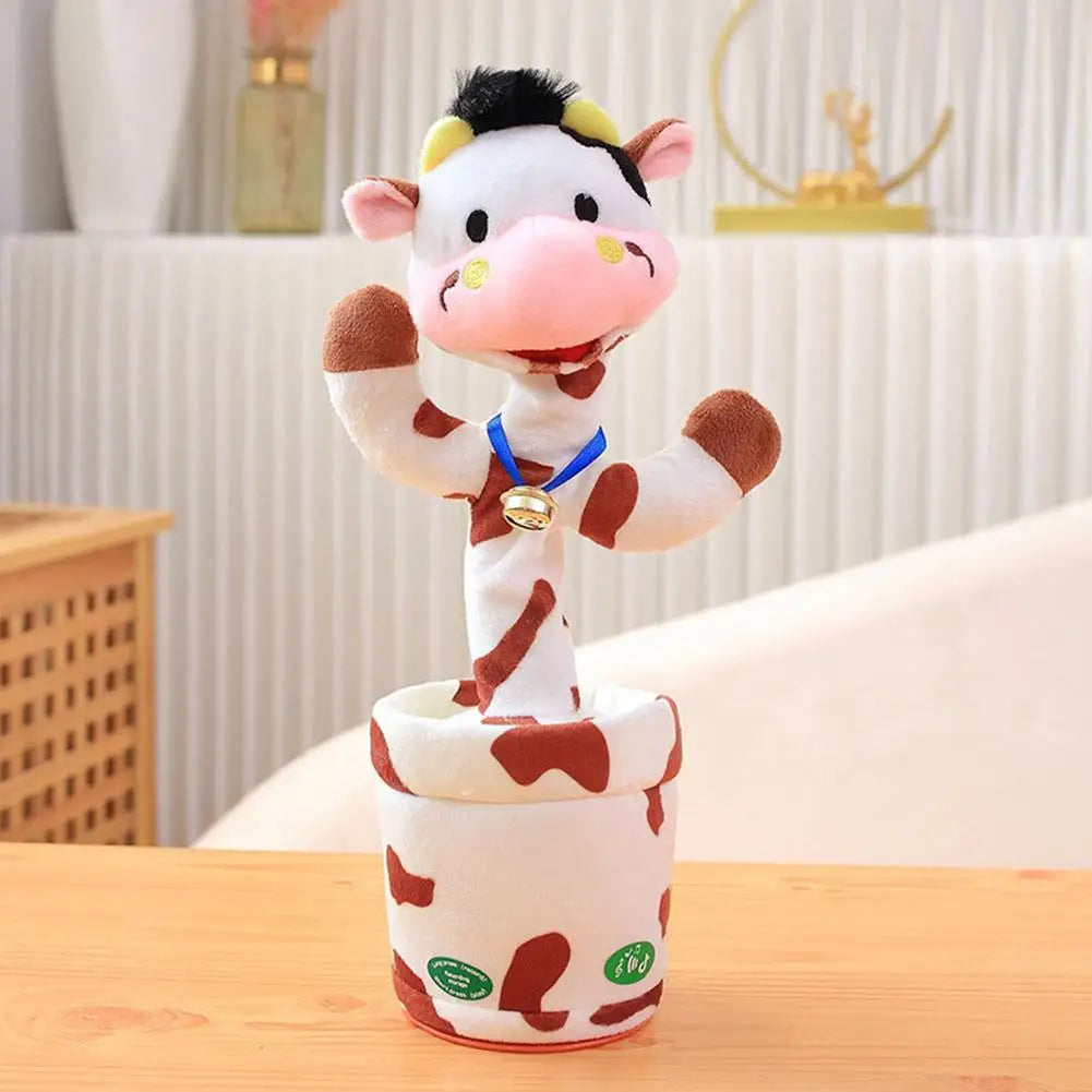 Dancing Rabbit Cow Interactive Learning Musical Speak Plush Toy Repeat Talking Plushie Rabbit Intelligent Cactus Kids Gifts