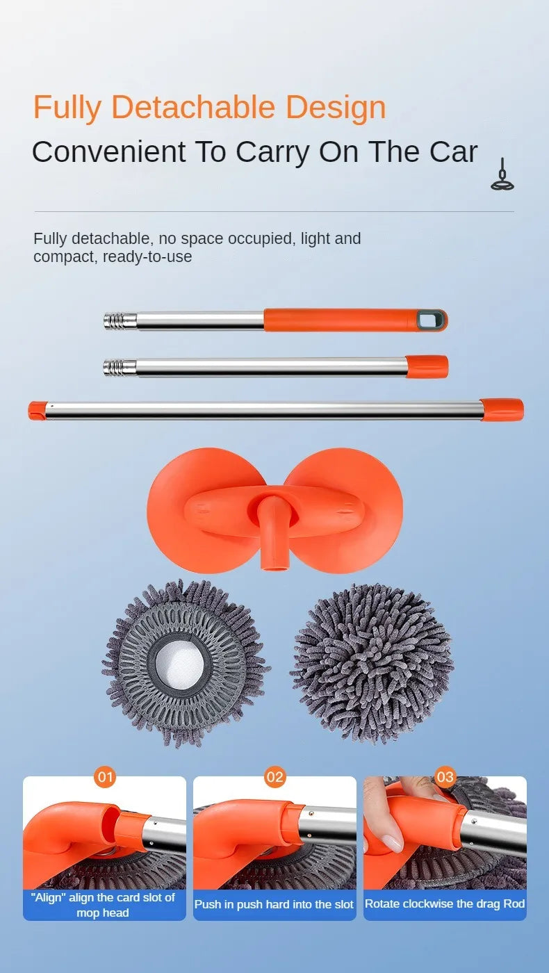Telescopic Car Wash Mop with Foam Double Brush Head