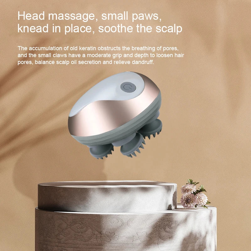 Electric Head Massager Stress Relax Shoulder Neck Deep Tissue Head Scalp Kneading Vibrating Massage Health Care Massageador