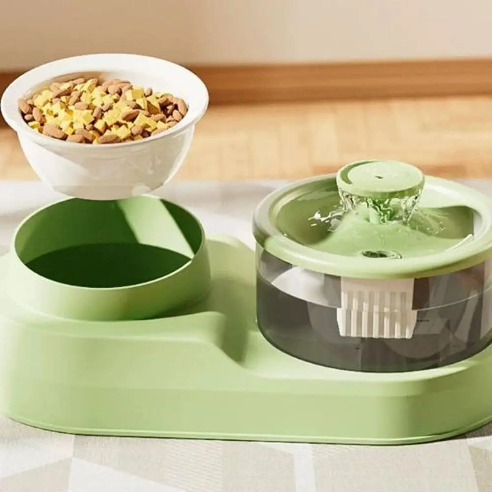 USB Charging 2-in-1 Pets Water Fountain Auto Filter Mute Cat Drinker Bowl Large Capacity Neck Protection Pet Feeder for Home