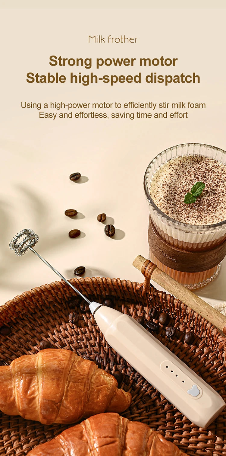 MINI Coffee Frother USB Rechargeable 3 Speeds Foam Maker Coffee Milk Mixer Electric Handle Blender Egg Beater Hot Cooking Tools