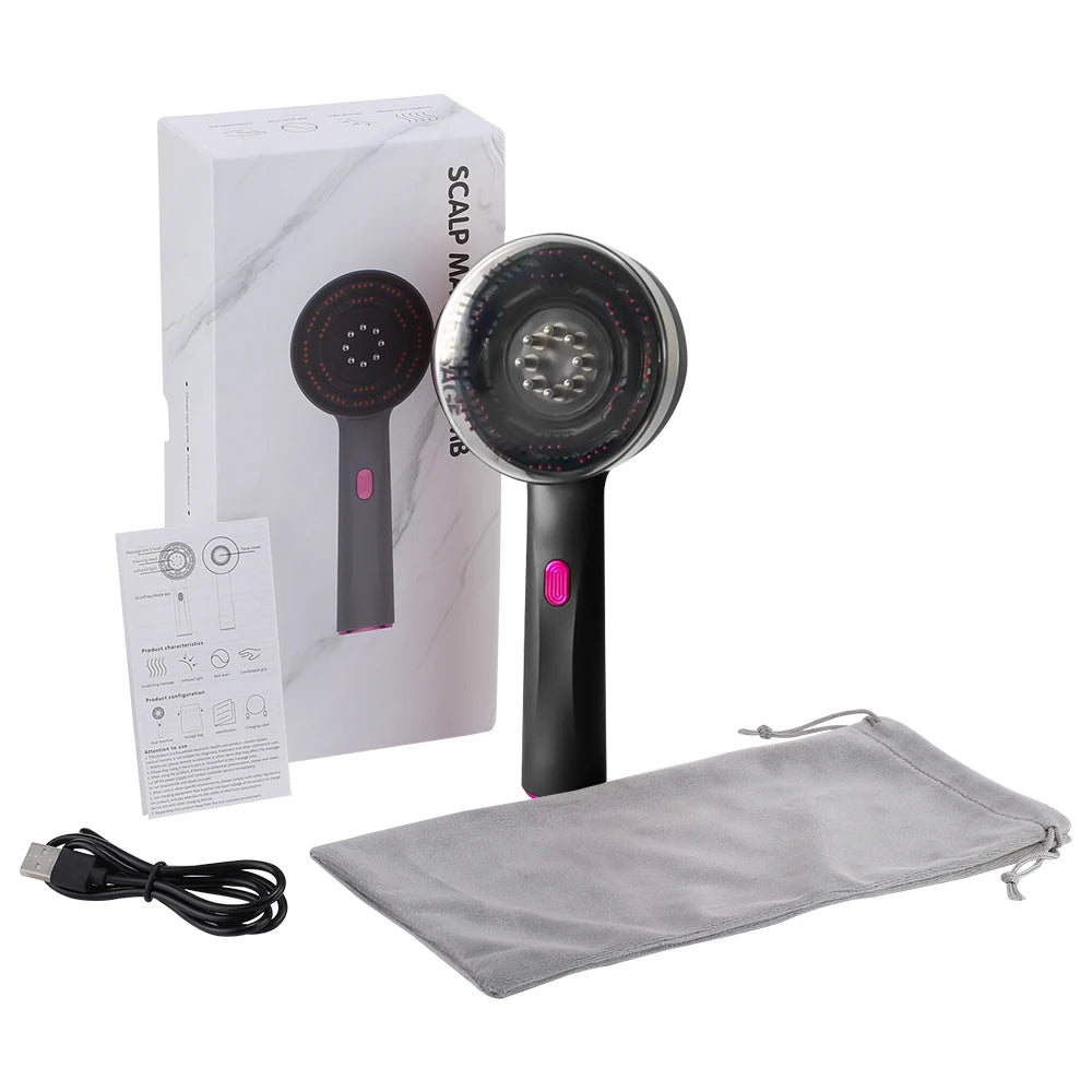 Electric Vibration Massage Comb 660nm Red Light Scalp Massage Brush Anti-Hair Loss Liquid Oil Applicator Hair Care Comb