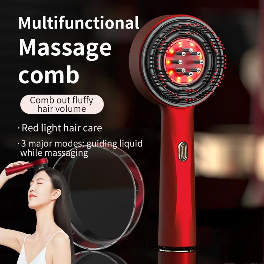 Electric Vibration Massage Comb 660nm Red Light Scalp Massage Brush Anti-Hair Loss Liquid Oil Applicator Hair Care Comb