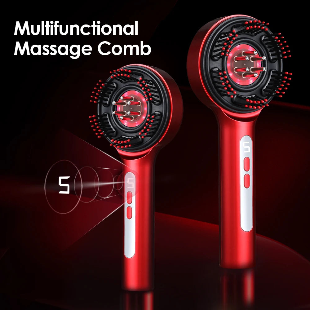 Electric Vibration Massage Comb 660nm Red Light Scalp Massage Brush Anti-Hair Loss Liquid Oil Applicator Hair Care Comb