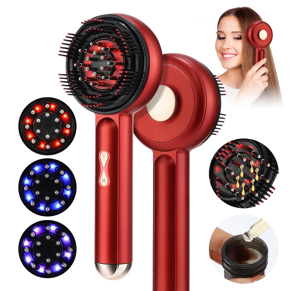 Electric Vibration Massage Comb 660nm Red Light Scalp Massage Brush Anti-Hair Loss Liquid Oil Applicator Hair Care Comb
