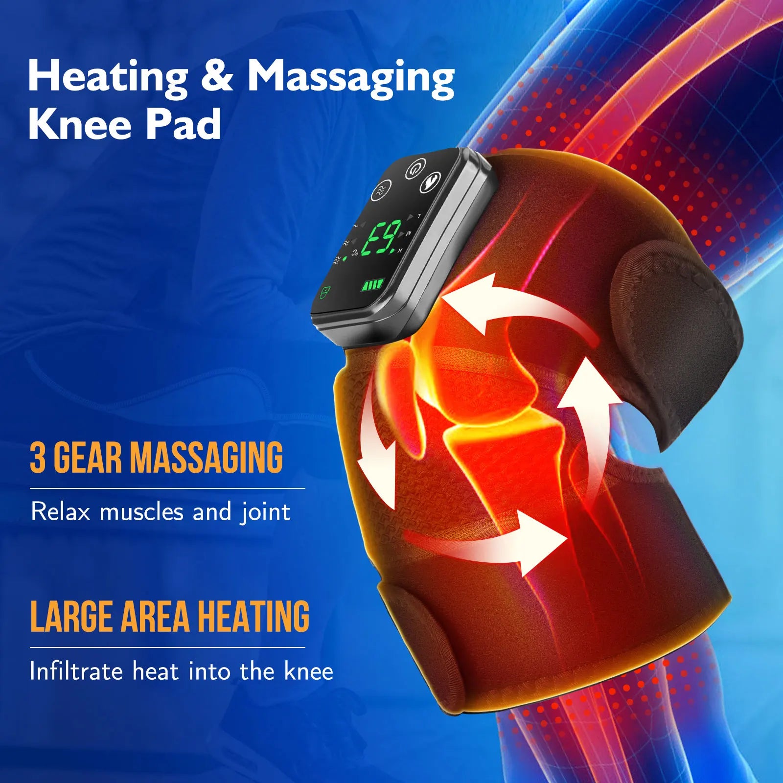 Eletric Heating Knee Massage Device Vibration Knee Pads for Shoulder Elbow Joint Warm Massage Thermal Knee Pad Blood Circulation