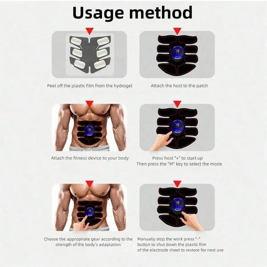 EMS Abdominal Muscle Stimulator Fitness ABS Arm Training Patches Muscle Exercise Instrument USB Charging Home Men