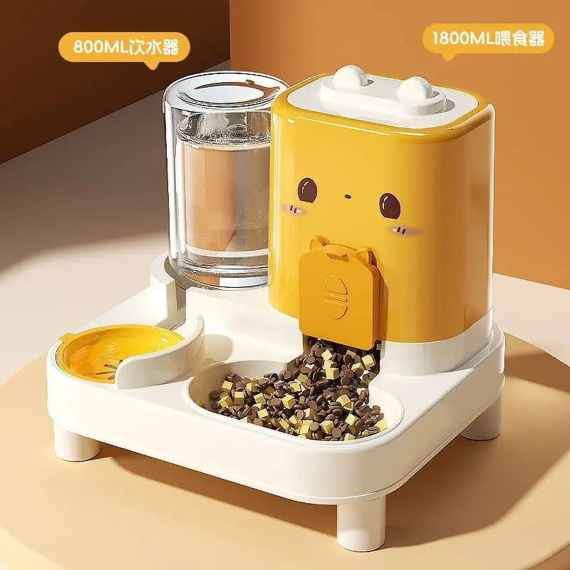 1-Pack Automatic Gravity-Fed Cat Water Dispenser & Feeder - Spill-Proof Large Capacity One-Piece Design,
