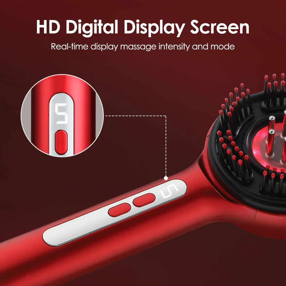 Electric Vibration Massage Comb 660nm Red Light Scalp Massage Brush Anti-Hair Loss Liquid Oil Applicator Hair Care Comb
