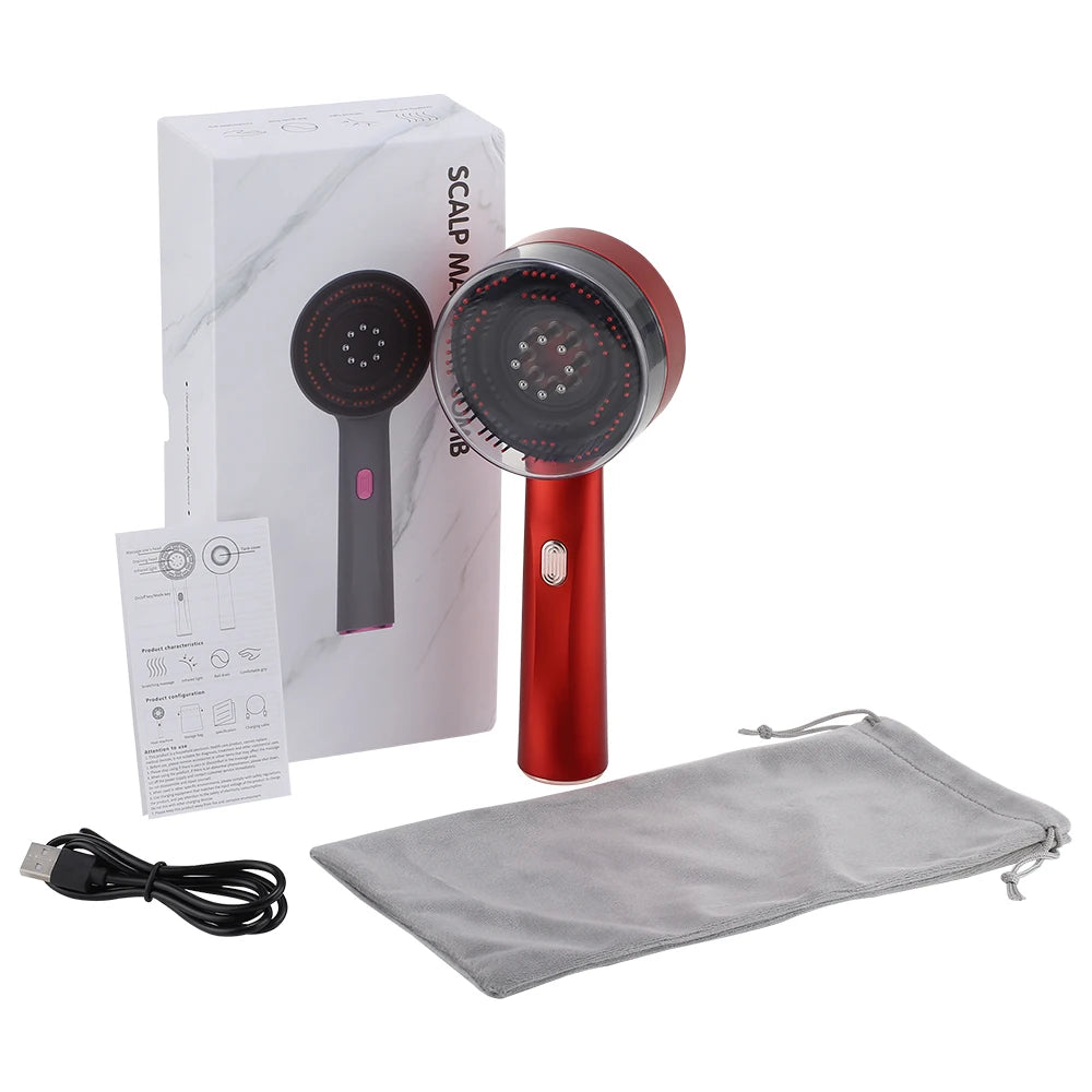 Electric Vibration Massage Comb 660nm Red Light Scalp Massage Brush Anti-Hair Loss Liquid Oil Applicator Hair Care Comb