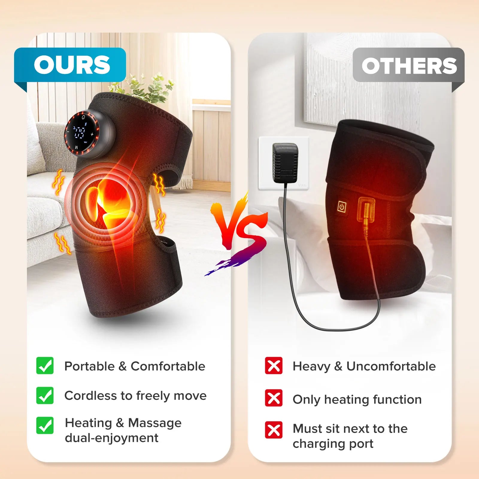 Thermal Shoulder Massager for Knee Shoulder Elbow Heated Brace Wireless Support Brace Belt Knee Pad Blood Circulation Protector