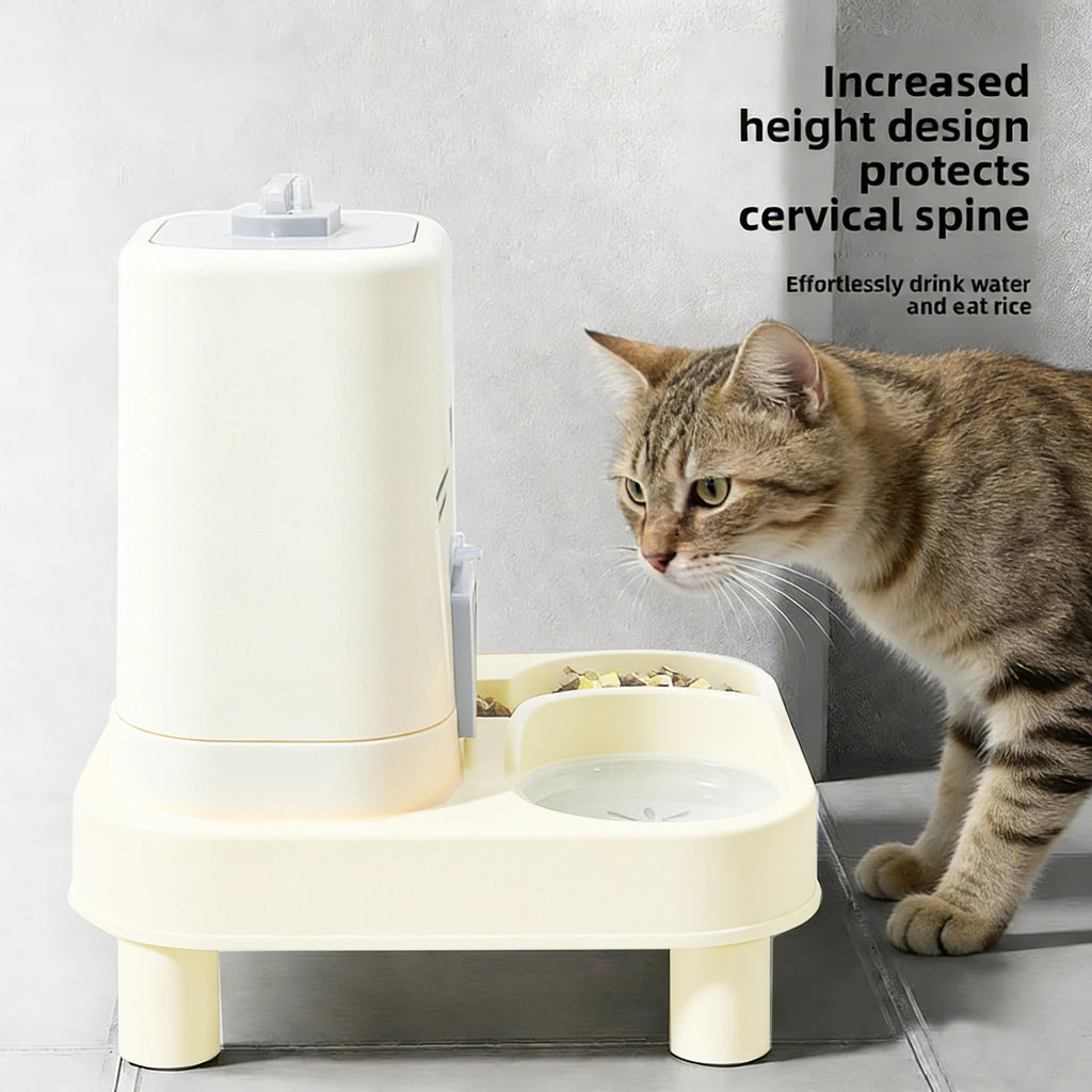 1-Pack Automatic Gravity-Fed Cat Water Dispenser & Feeder - Spill-Proof Large Capacity One-Piece Design,