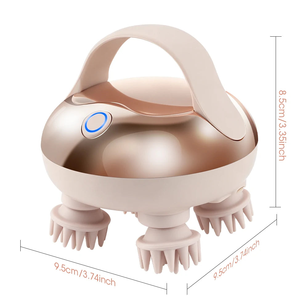 Handheld Head Massage Instrument Rechargeable Red Light Head Kneading Massager Scalp Stress Relax Body Cat Massage Waterproof