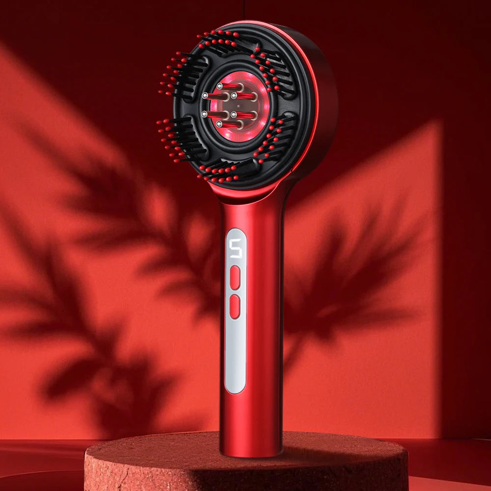 Electric Vibration Massage Comb 660nm Red Light Scalp Massage Brush Anti-Hair Loss Liquid Oil Applicator Hair Care Comb