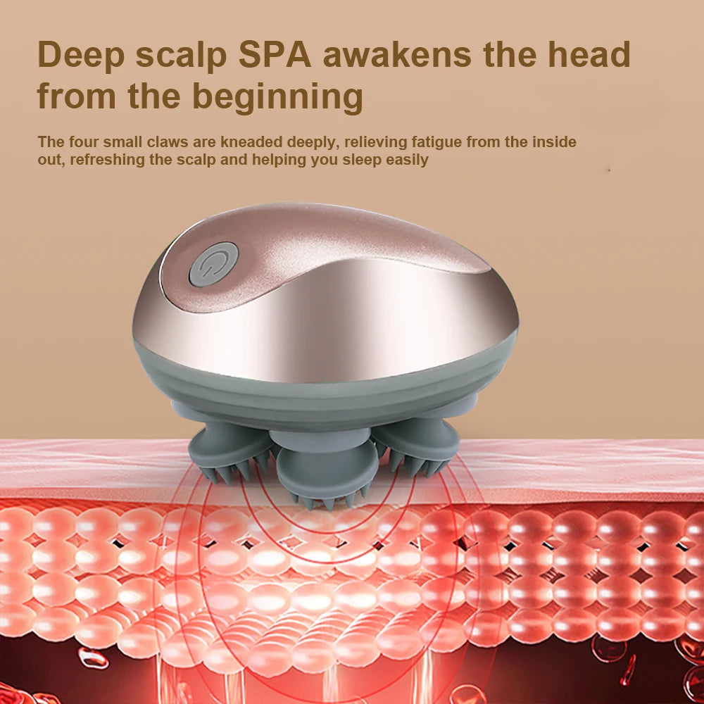 Electric Head Massager Stress Relax Shoulder Neck Deep Tissue Head Scalp Kneading Vibrating Massage Health Care Massageador
