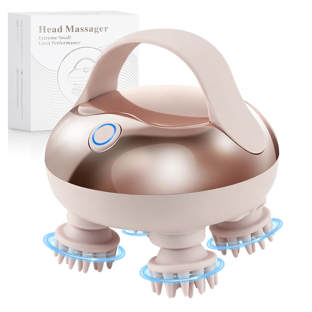 Handheld Head Massage Instrument Rechargeable Red Light Head Kneading Massager Scalp Stress Relax Body Cat Massage Waterproof