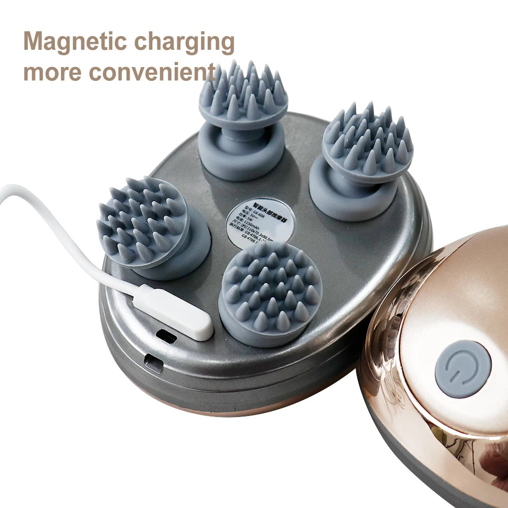Electric Head Massager Stress Relax Shoulder Neck Deep Tissue Head Scalp Kneading Vibrating Massage Health Care Massageador