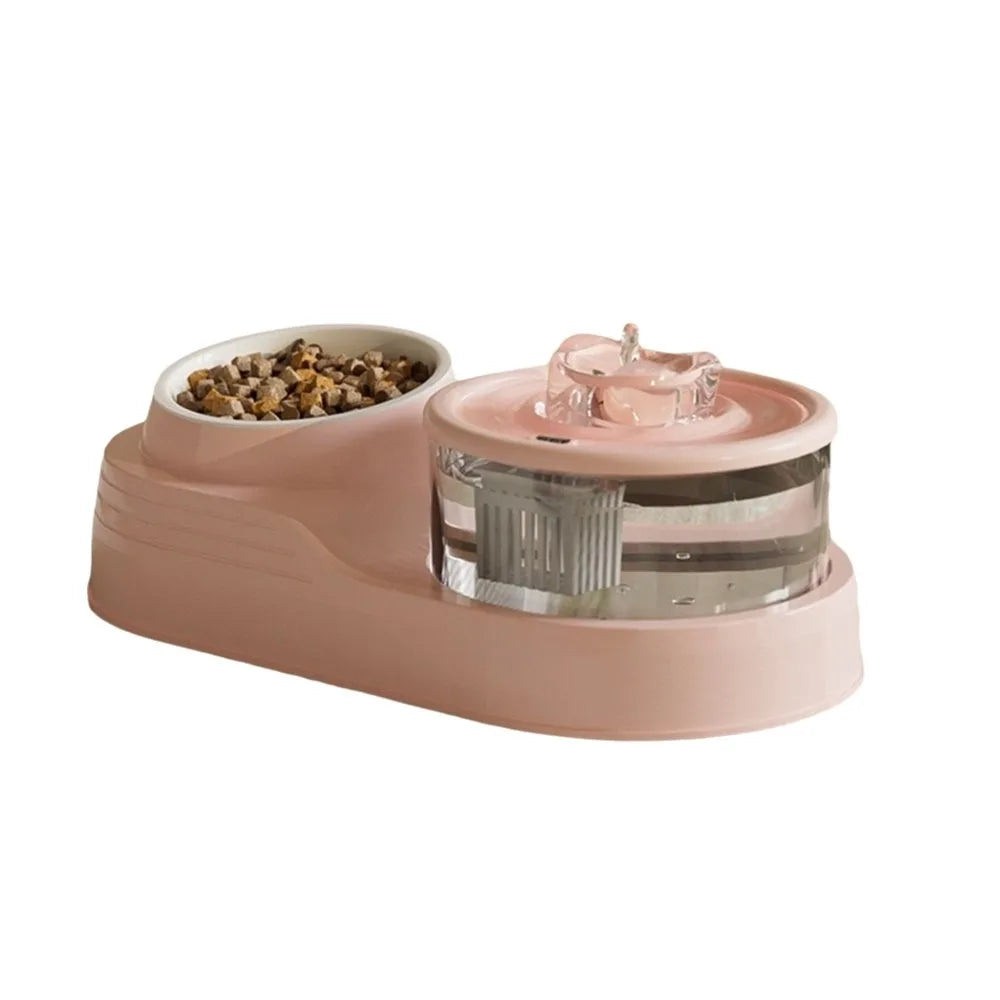 USB Charging 2-in-1 Pets Water Fountain Auto Filter Mute Cat Drinker Bowl Large Capacity Neck Protection Pet Feeder for Home