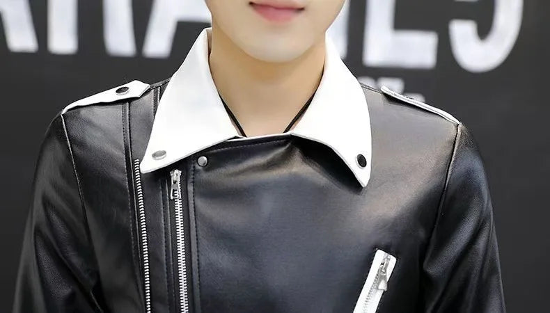 2025 New Men's Leather Jacket Baseball Style Casual Biker Coat Trendy Korean Version Spring Autumn Fashion City Youth PU Leather