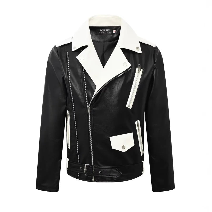 2025 New Men's Leather Jacket Baseball Style Casual Biker Coat Trendy Korean Version Spring Autumn Fashion City Youth PU Leather