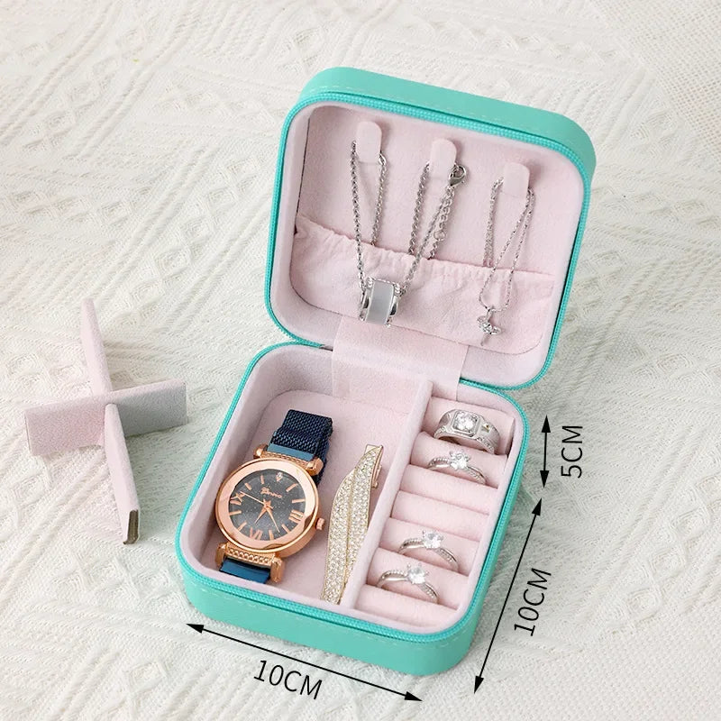 Portable Jewelry Box Jewelry Organizer Display Travel Jewelry Case Boxes Jewelry Leather Storage Zipper Jewelers Jewelry Box