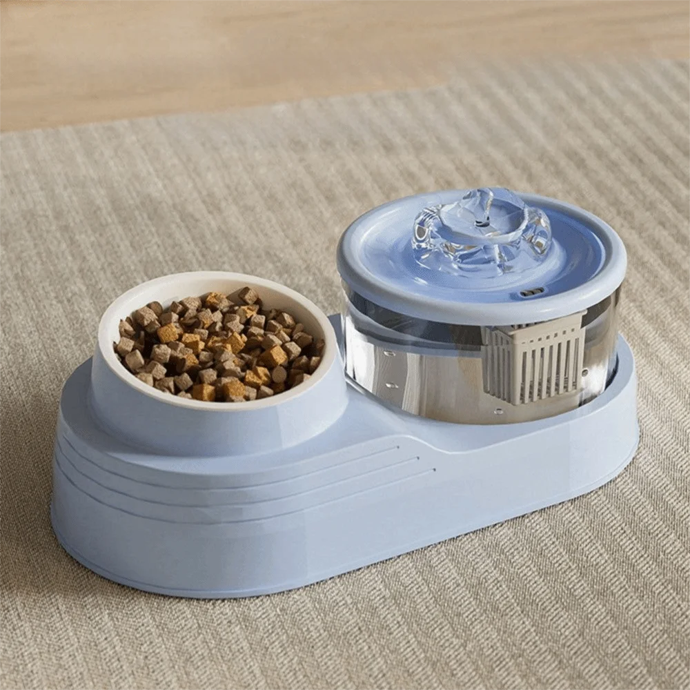 USB Charging 2-in-1 Pets Water Fountain Auto Filter Mute Cat Drinker Bowl Large Capacity Neck Protection Pet Feeder for Home
