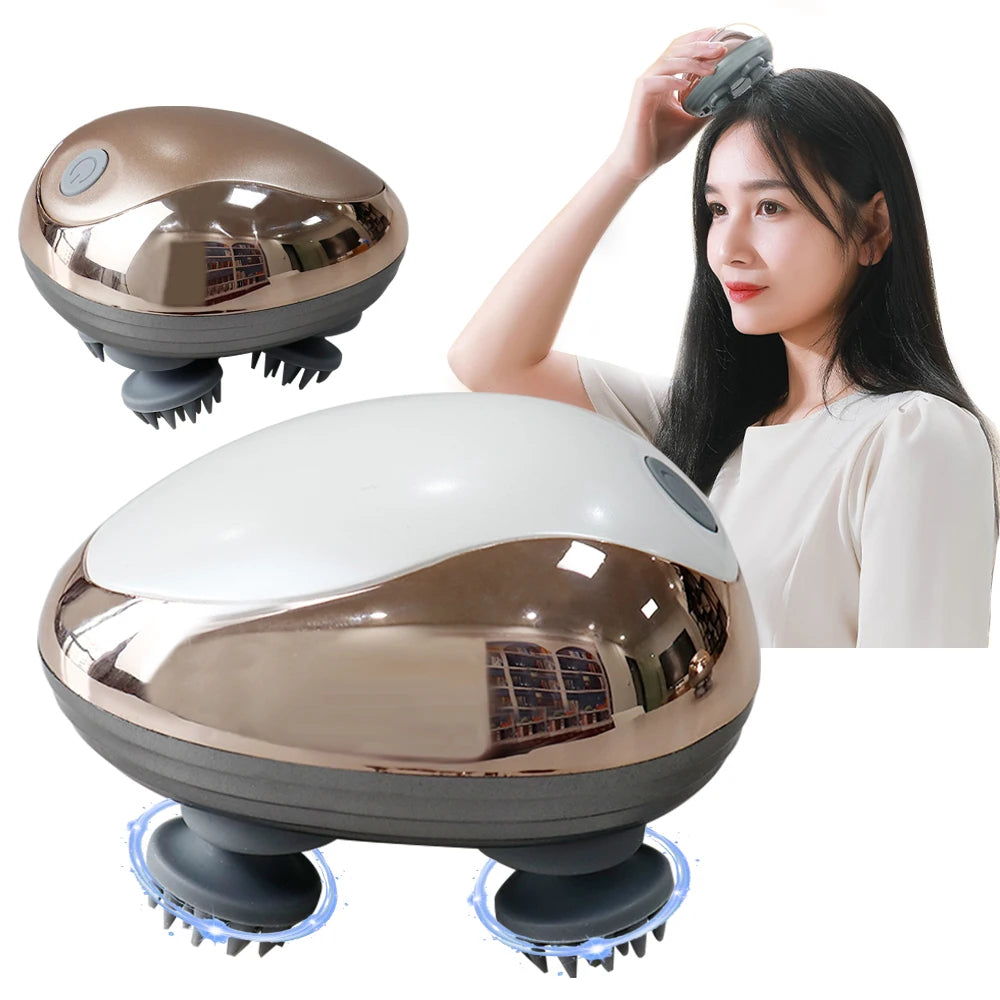 Electric Head Massager Stress Relax Shoulder Neck Deep Tissue Head Scalp Kneading Vibrating Massage Health Care Massageador
