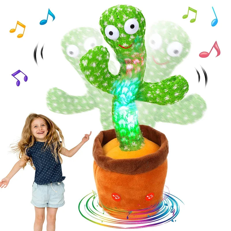Dancing Cactus Plush Toy with 120 Songs USB Battery Operated Voice Repeat Feature Talking Stuffed Cactus Dancer Gift for Kids