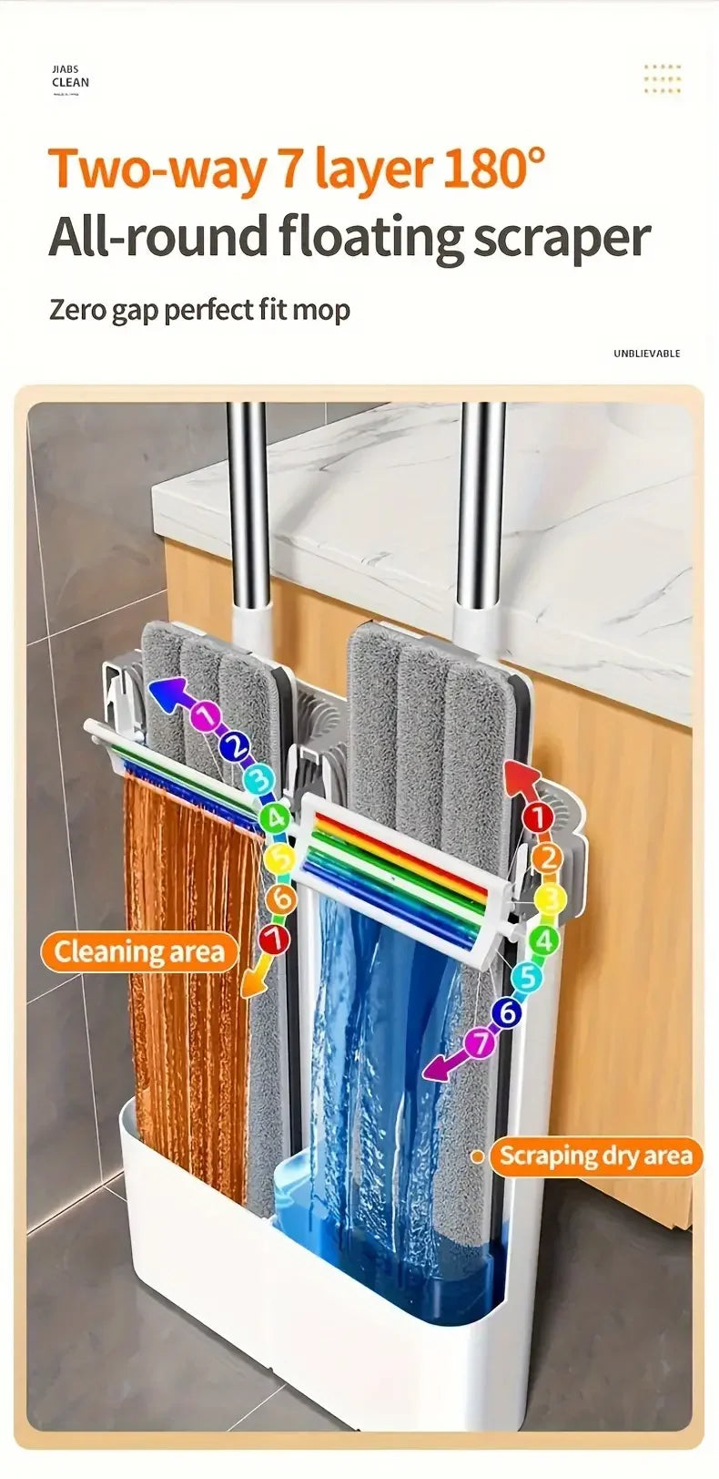Joybos Ultra-Slim Flat Mop & Bucket System