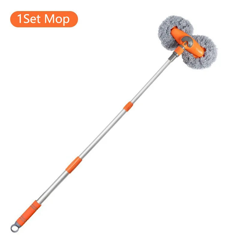 Telescopic Car Wash Mop with Foam Double Brush Head