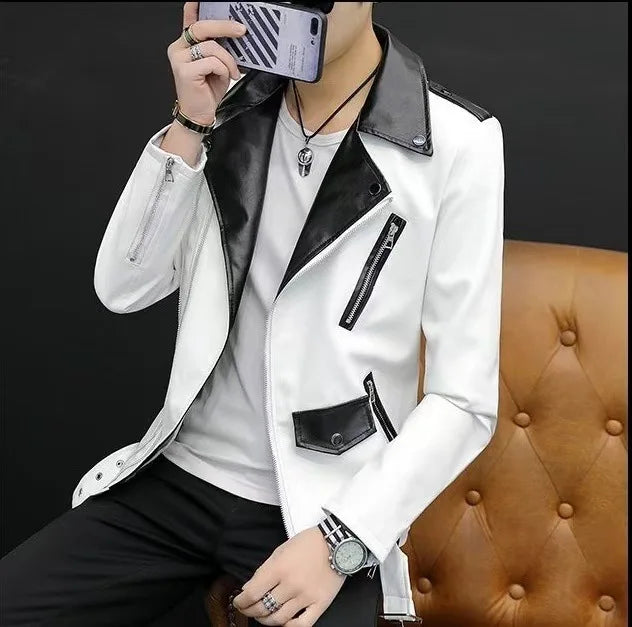 2025 New Men's Leather Jacket Baseball Style Casual Biker Coat Trendy Korean Version Spring Autumn Fashion City Youth PU Leather