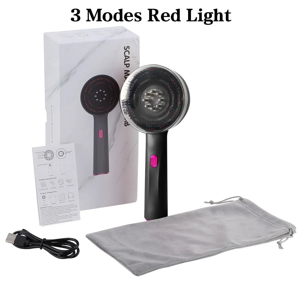 Electric Vibration Massage Comb 660nm Red Light Scalp Massage Brush Anti-Hair Loss Liquid Oil Applicator Hair Care Comb