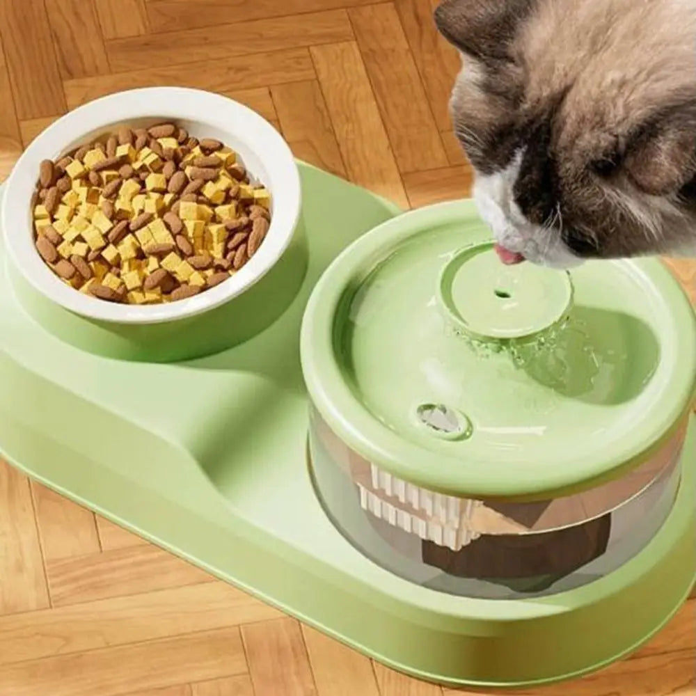 USB Charging 2-in-1 Pets Water Fountain Auto Filter Mute Cat Drinker Bowl Large Capacity Neck Protection Pet Feeder for Home